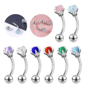 Titanium Internal thread Eyebrow Piercing prone set opal FME0004