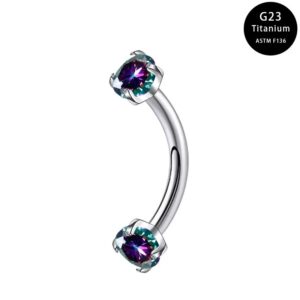 Titanium Internal thread Prong Set CZ Eyebrow Piercing FME0005S