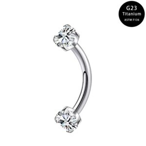 Titanium Internal thread Prong Set CZ Eyebrow Piercing FME0005W