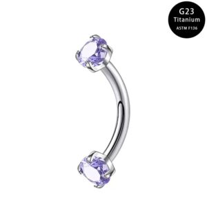 Titanium Internal thread Prong Set CZ Eyebrow Piercing FME0005P