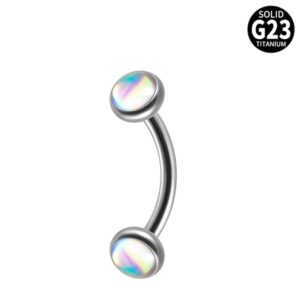 Titanium Internal Threaded Curved Barbell with Opal stone FME0006W