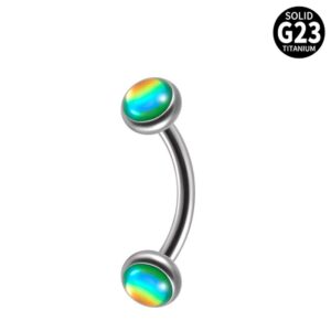 Titanium Internal Threaded Curved Barbell with Opal stone FME0006B