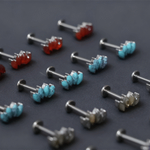 Titanium Marquise Natural Stone Piercing Stud