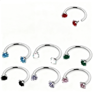 Titanium Circular Barbell with Prong Set stone FMN0005