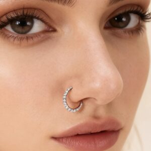 Titanium Jeweled Side Hinged Segment Ring FMN0012