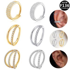 Titanium Double CZ Line Segment Ring Mixed