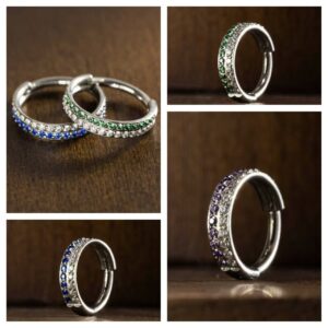 Titanium Double Line Paved CZ Segment Ring FMN0016