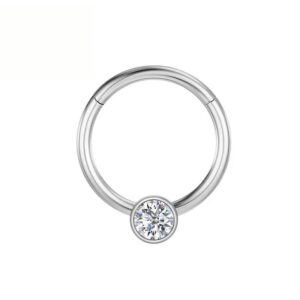 Titanium Prong Set Round CZ Segment Ring FMN0020