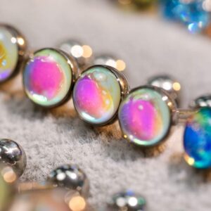 Titanium Internally Threaded Cartilage Barbells with Opal FMT0002 Pink